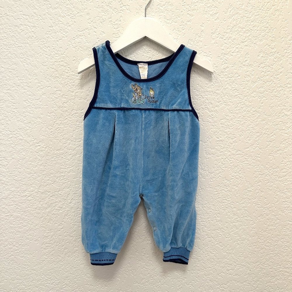 Vintage Peter Rabbit Blue Velour Jumpsuit Beatrix Potter Collection 6M